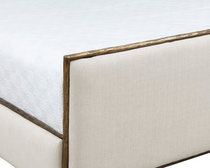 Sunpan Yasmine King Bed - Handcrafted Antique Brass Frame with Durable Zenith Alabaster Upholstery