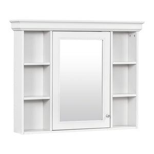 English Elm 35'' 35' 35'' x 28'' Wall Mounted Medicine Cabinet with Mirror Door, Modern MDF Storage with Towel Rod White N710P196545K