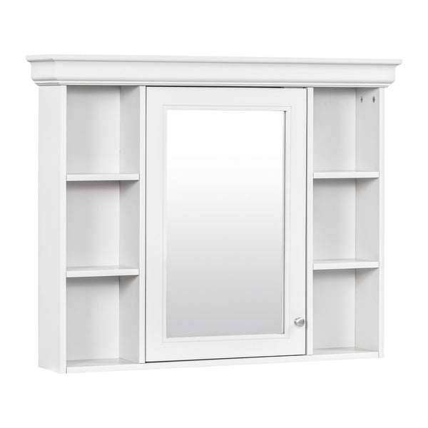 English Elm 35'' 35' 35'' x 28'' Wall Mounted Medicine Cabinet with Mirror Door, Modern MDF Storage with Towel Rod White N710P196545K