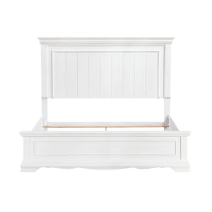 English Elm White Solid Wood Eastern King Bed with Raised Panel Headboard for Classic Bedrooms B011S02482