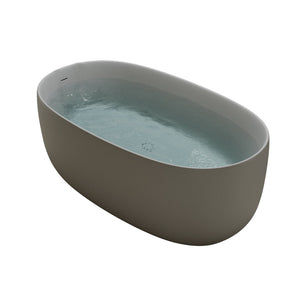 English Elm 47'' Stone Resin Freestanding Soaking Tub Sculptural Modern Bath with Drain Included W2753P478406