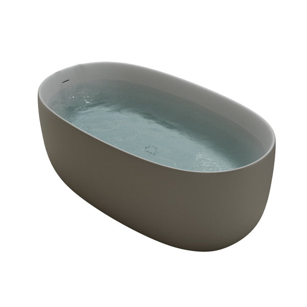 English Elm 47'' Stone Resin Freestanding Soaking Tub Sculptural Modern Bath with Drain Included W2753P478406