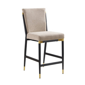 English Elm Modern Armless Counter Stools Set of 2 Upholstered Iron Frame with Gold Accents Black+Brown N771P345828H