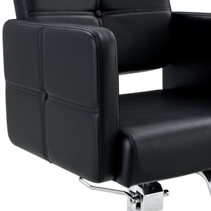 English Elm Fashionable Hydraulic Salon Chair Black Pu Leather Swivel Seat for Styling Studios W1151P361700