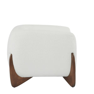 English Elm Christopher Knight Home® - Modern Upholstered Round Arm Accent Chair with Velvet Finish, Elegant Curved Back and Three Legs Design White+Walnut 39.5 L x 32.5 W x 23.25 H N776P216196W