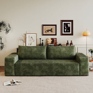 English Elm 63" Corduroy Loveseat Sofa Green - Deep Seat, Ergonomic Support, No Assembly, Durable 600lb Capacity W2824P362309