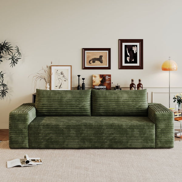 English Elm 71" Corduroy Deep Seat Loveseat Sofa Green — Plush Ergonomic Cushion, 600lb Capacity, No Assembly, Compact Cozy Seating W2824P362312
