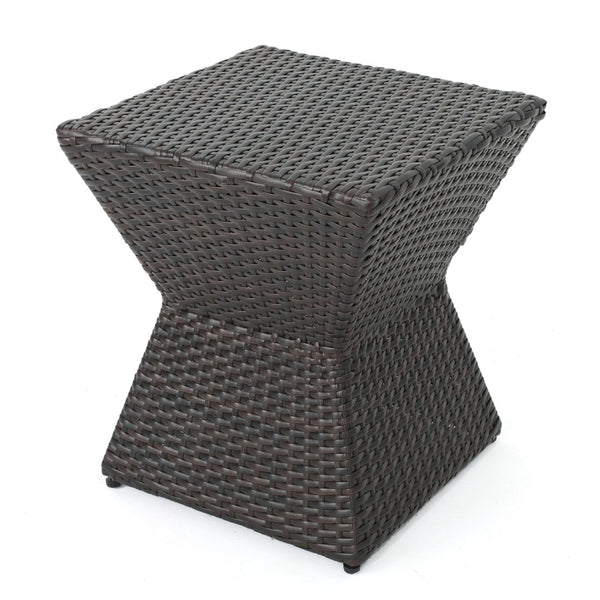 English Elm Calhoun Outdoor Wicker Side Table Weather Resistant Patio Poolside Iron Frame N773P362075B