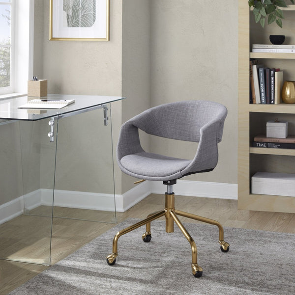 English Elm Task Chair with Chrome Five Star Base Grey Fabric Seat for Modern Home Office Use B202P474179