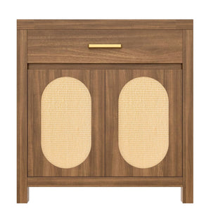 English Elm Cat Litter Box Cabinet with Sisal Doors Storage Drawer and Nightstand Surface N704P379111P
