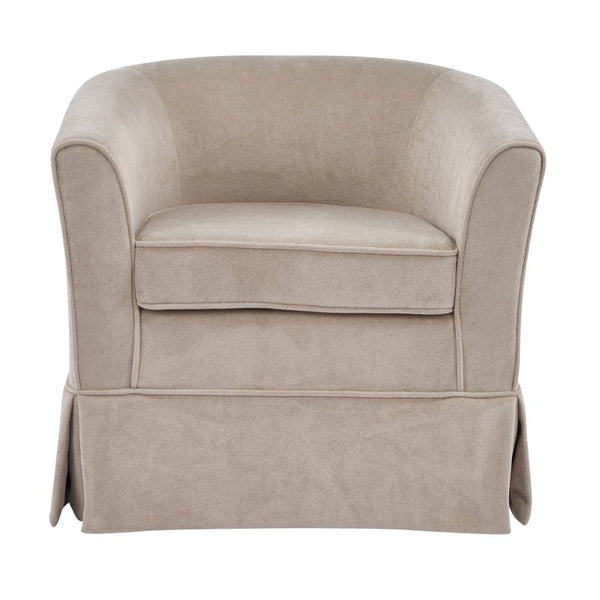 English Elm Swivel Club Chair Upholstered Rounded Seat with 360 Base for Living Room or Office N776P403612M