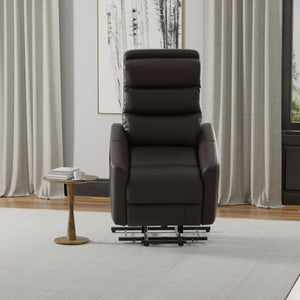 English Elm Faux Power Lift Chair with Premium Faux Leather, USB Charging, Side Pockets & Quiet Motor Recline Dark Brown B339P409526