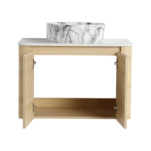 English Elm 30'' Wall-Mounted Bathroom Vanity With Ceramic Art Sink & Soft-Close Doors For Modern Spaces W999S00465
