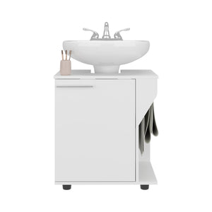 English Elm Phillips Under Sink Cabinet with Back Cut-Out for Pipes, Double Door Wide Freestanding White Storage B200P368104