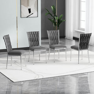English Elm Modern Velvet Upholstered Dining Chairs Set of 2 with Electroplated Legs for Kitchen Dark Gray W210P301598