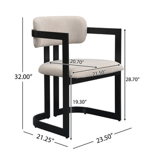 English Elm Christopher Knight Home® - Upholstered Dining Chairs Set of 2 with Iron Frame, Fabric Seat Cushions, Modern Compact Design Beige+Black N779P281141G