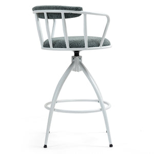 English Elm 26'' 26" Swivel Counter Height Bar Stool with High-Density Sponge Seat, Metal Frame, Modern Industrial Comfort Blue-Green W2215P248074