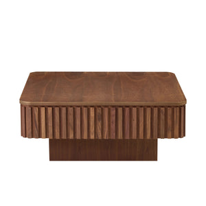 English Elm 35.43 Inch Modern Handcraft Drum Coffee Table Square Lift-Top with Hidden Storage & Wood Grain Finish Walnut W2582P340812