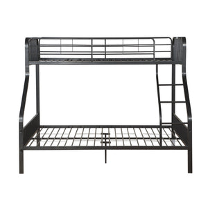 English Elm Gunmetal Twin XL/Queen Bunk Bed Solid Pine 13-Slat Support, Built-In Right Ladder, Space-Saving Rustic Finish B062S00468