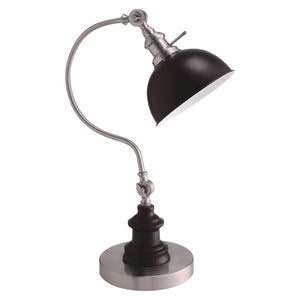 English Elm Industrial Table Lamp Vintage Industrial Stain Metal with Circular Base Curved Stem 22" Height Ambient Lighting Nickel 13 L x 6 W x 18 H B2741P317239