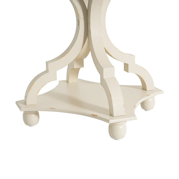 English Elm Accent Table French Country Hourglass Base Carved Wood Distressed Finish Entryway Side 69816.00