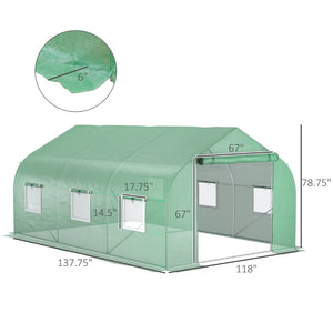 English Elm Outsunny Walk-in Tunnel Greenhouse Steel Frame Pe Cover Mesh Vents Garden Grow Shelter W2225P200412