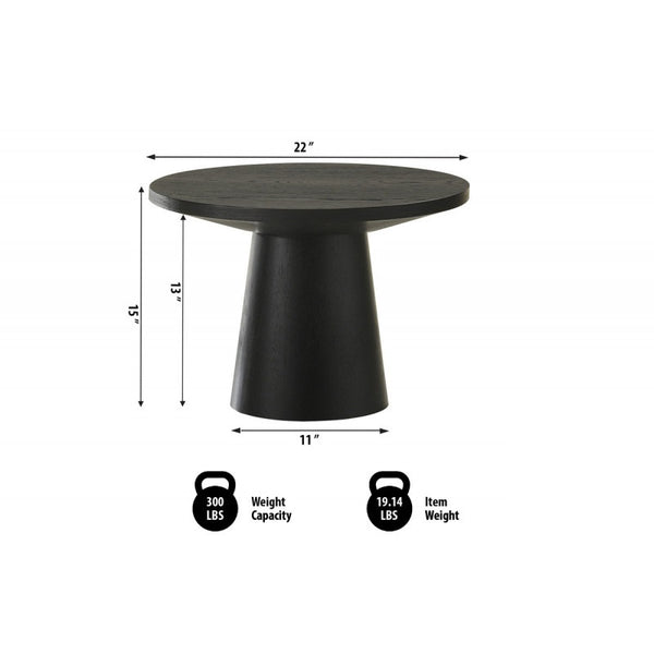 English Elm 22 Sculptural Terra End Table with Pedestal Base, Beveled Top for Modern Minimalist Living Spaces Black 13.5 L x 13.5 W x 16 H B011S01868