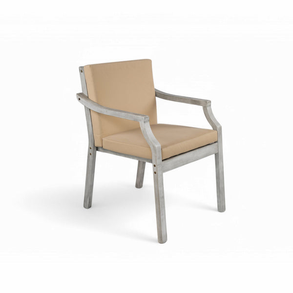 English Elm Outdoor Dinning Set Antique Gray 4-Person Patio Dining with Umbrella Hole, Removable Cushions, Wood-Iron Frame SZ000101AAE