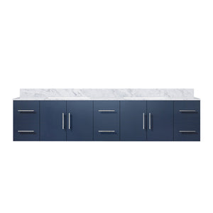 English Elm Navy Double Bath Vanity 84" W x 22" D with Carrara Marble Top, Solid Wood, Soft-Close Drawers, Ample Storage B2731P258545