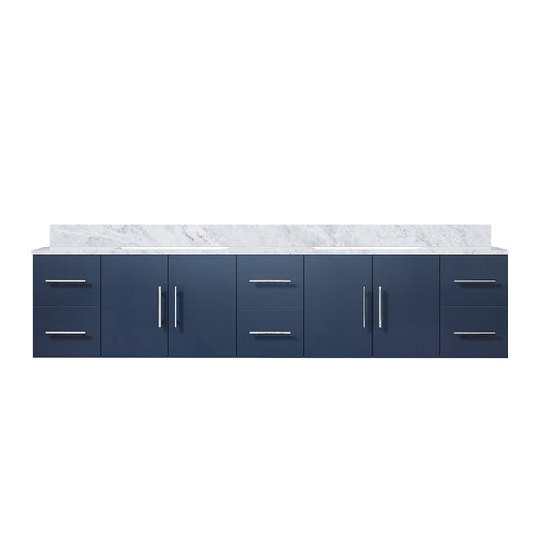 English Elm Navy Double Bath Vanity 84" W x 22" D with Carrara Marble Top, Solid Wood, Soft-Close Drawers, Ample Storage B2731P258545