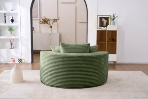 English Elm Accent Round Swivel Lounge Chair Corduroy Upholstered Oversized Seat for Bedroom or Living Room Green W1752P422124