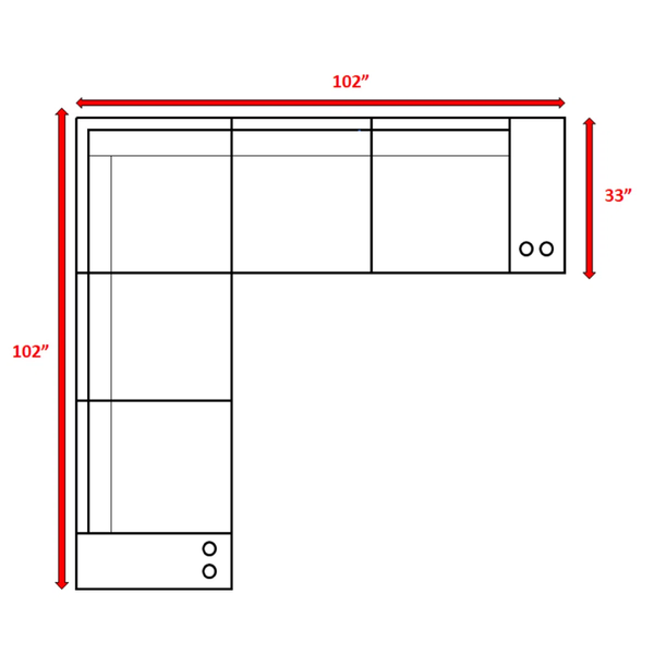 English Elm LSI 102" Outdoor Wicker Patio Sectional with Cushions — Reversible, Fully Assembled, Coastal Comfort B120S00061