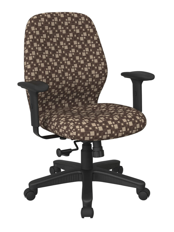 OSP Home Furnishings Mid Back Ergonomic Manager Chair with Synchro Tilt Lumbar Support and Padded Arms Walnut 3121-K110