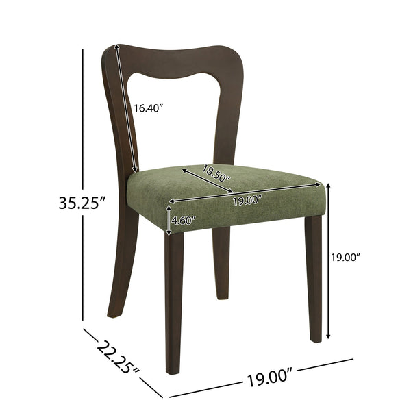 English Elm Christopher Knight Home® - Dining Chair Modern Set of 2 with Rounded Back and Upholstered Seat on Durable Rubberwood Frame Dark Brown,Green N771P254007L