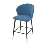 Christopher Knight Home® - Noble House - - Counter Height Bar Stools Set Of 2, Jacquard Upholstered Bar Chairs, Metal Footrest And Frame For Kitchen,Dining Room,28"H Seat Height , Blue