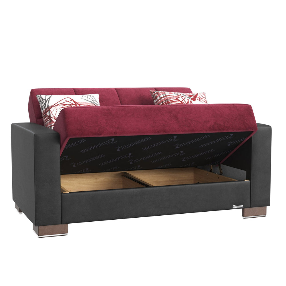 English Elm PrimeNest ZenAero Convertible Upholstered Loveseat with Storage, Microfiber Comfort and Sleeper Solution Burgundy B030P281749