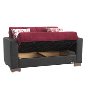 English Elm PrimeNest ZenAero Convertible Upholstered Loveseat with Storage, Microfiber Comfort and Sleeper Solution Burgundy B030P281749