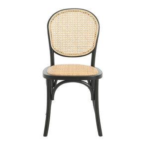 English Elm Christopher Knight Home® - DINING Chairs with Birch Wood Frame and Rattan Backrest, Foam Seat, Vintage Curved Design, Set of 2 Black N779P192530B