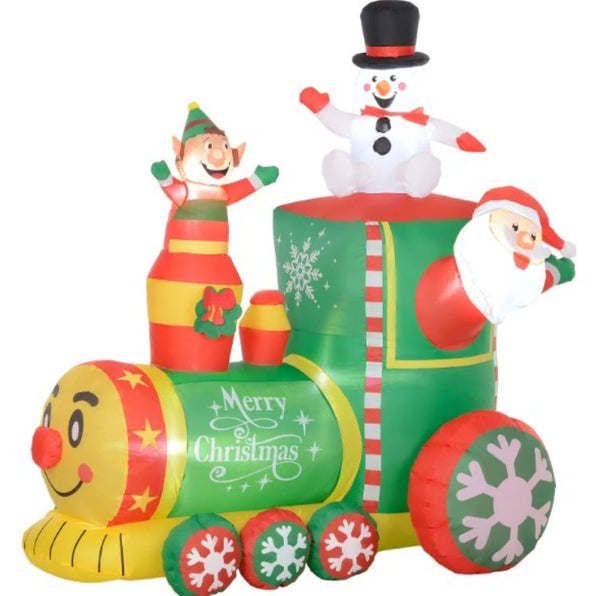 English Elm Chirsmas Inflatable Yard Train with Santa Snowman Led Lit Outdoor Holiday Display T3971P416682