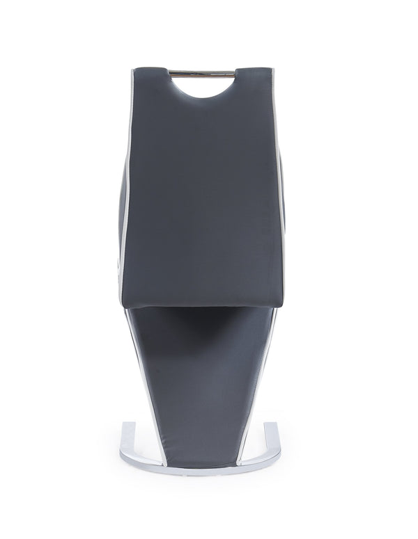 English Elm ANNE Gray PU Dining Chairs Kit of 2 — Zigzag Upholstered Seats, Half-Moon Metal Base, Wood Frame, Contemporary Elegance B201P215791