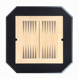 English Elm Black Reversible Game Table with 2 Drawers — Compact Pedestal Base, Chess/Backgammon Tray & Storage B062P209328