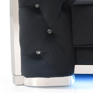 English Elm Sapphire G0593A-C Chair Black Velvet Tufted Armchair with Jeweled Buttons, Diamond Quilting & LED Lighting B078P286362