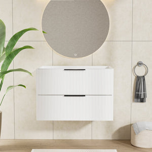 English Elm 075 Floating Wall Mounted Bathroom Vanity Cabinet with Soft Close Drawers Matte Finish White W3520P345979