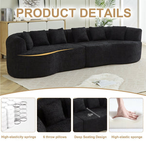 English Elm Curved Chenille Sectional Sofa Oversized Four Seat Cloud Foam Living Room Lounge W3505P355584