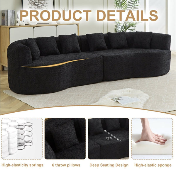 English Elm Curved Chenille Sectional Sofa Oversized Four Seat Cloud Foam Living Room Lounge W3505P355584