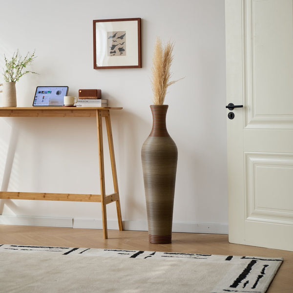 English Elm 39-Inch-Tall PVC Floor Vase Grey – 41" Elegant Modern Decorative Tall Freestanding Accent for Home W2796P193945