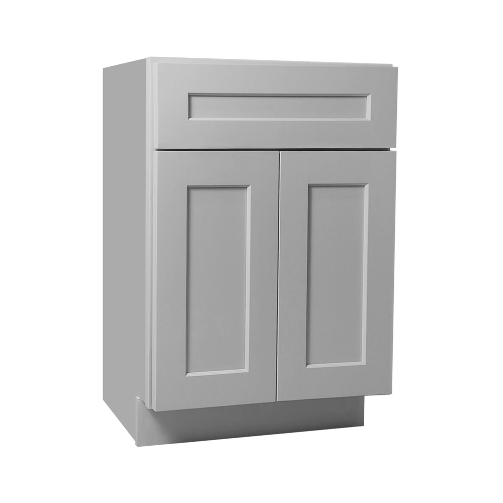 English Elm Light Gray Shaker Base Cabinet With Soft-Close Hinges, Adjustable Shelves For Kitchen & Laundry Storage T2950P383086