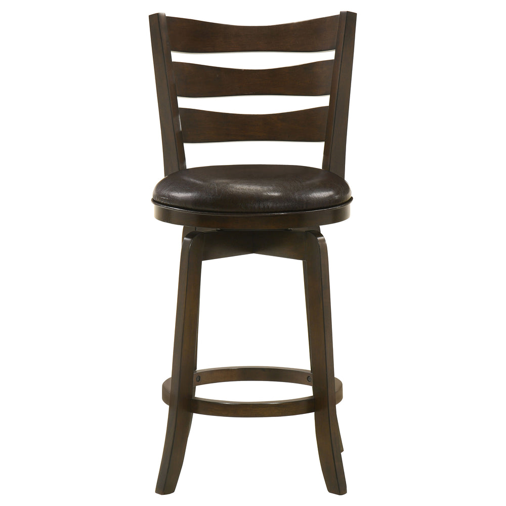 English Elm Fenster Dark Brown Swivel Bar Chair - Elegant Slat-Back Design, Comfortable Foam-Padded Seat, Durable Wood B062P299937