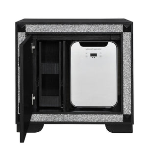 English Elm Soulmarie Glam Nightstand with Built-in Cooler Speaker and Glitter Panel Detail Charcoal B201P411421