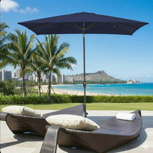 English Elm 6.5 X 10 Ft Rectangular Outdoor Patio Umbrella with Crank Tilt Uv Resistant Canopy Navy Blue B082P454958